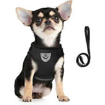 Harness and Leash for Dogs, Soft Mesh Padded Harness Set for Puppies and Cats, Breathable Jacket Adjustable Reflective Interior for Walking, Running, 
