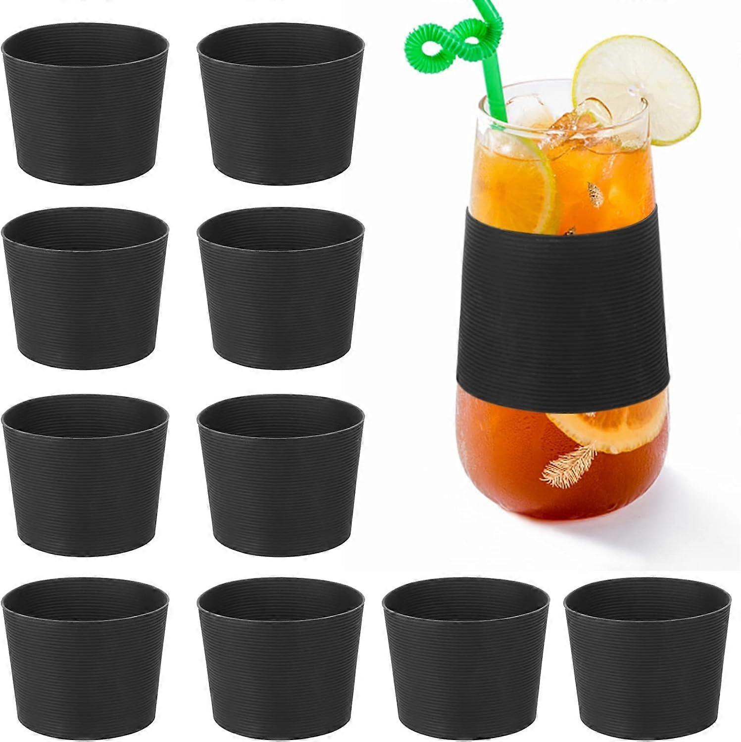 Kopphylsa, Silikonhylsa för glas, 10 stycken halkfria skyddshylsor i silikon, Återanvändbara kopphylsor för kaffekopp, Glaskopp, Varma drycker,2024