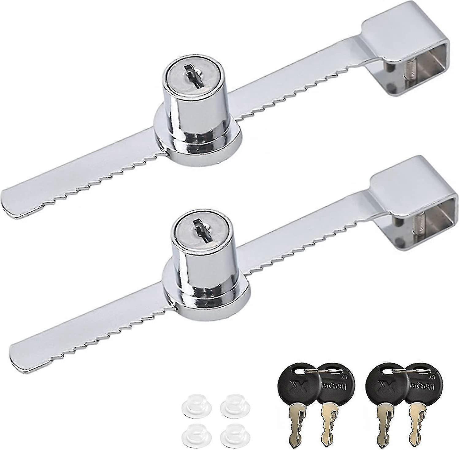 2pcs Sliding Glass Door Ratchet Lock, Display Cabinet Security Lock With Key Tw