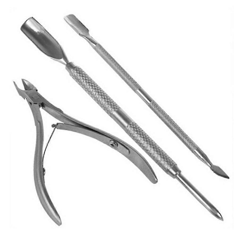 nail Tools Exfoliating Tool Set Cuticle Pusher Durable Manicure Tool|cuticle Scissors(silver)