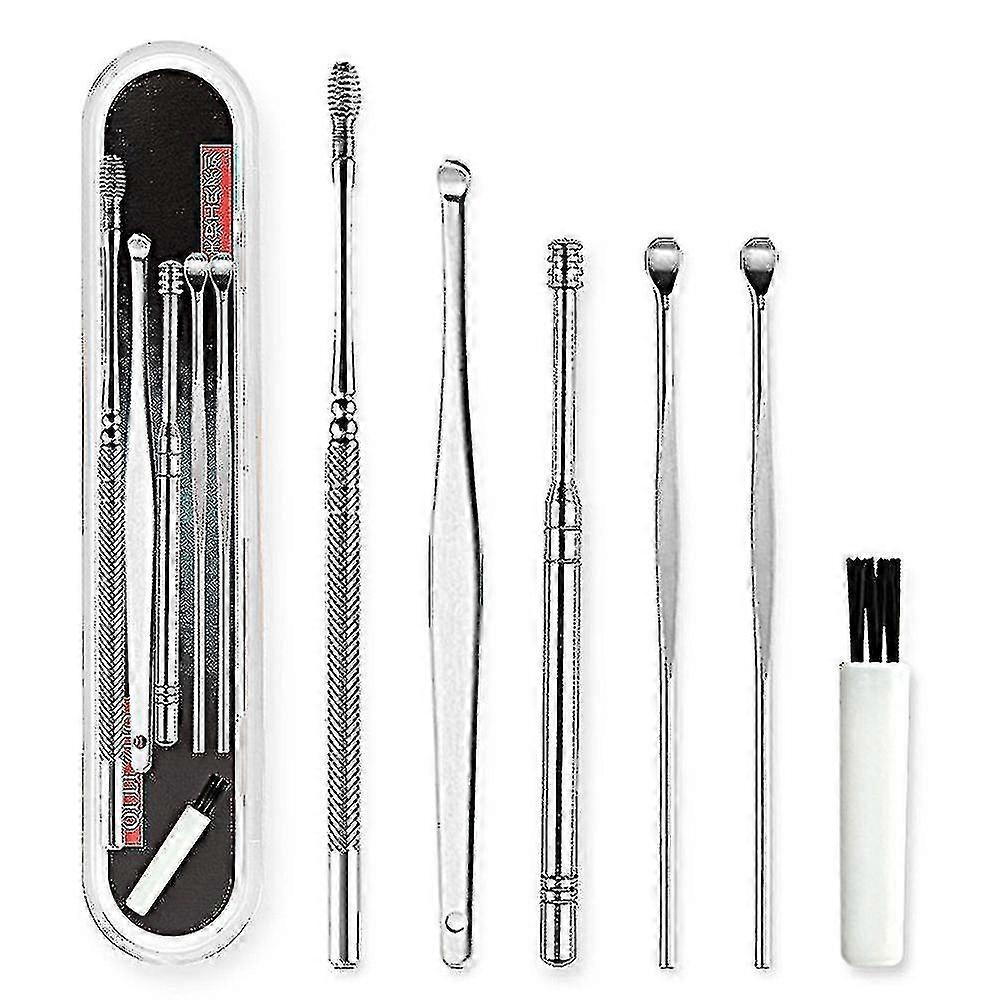 Stainless Steel Ear Wax Removal Cleaner Tool 6pcs/set Earpick Kit