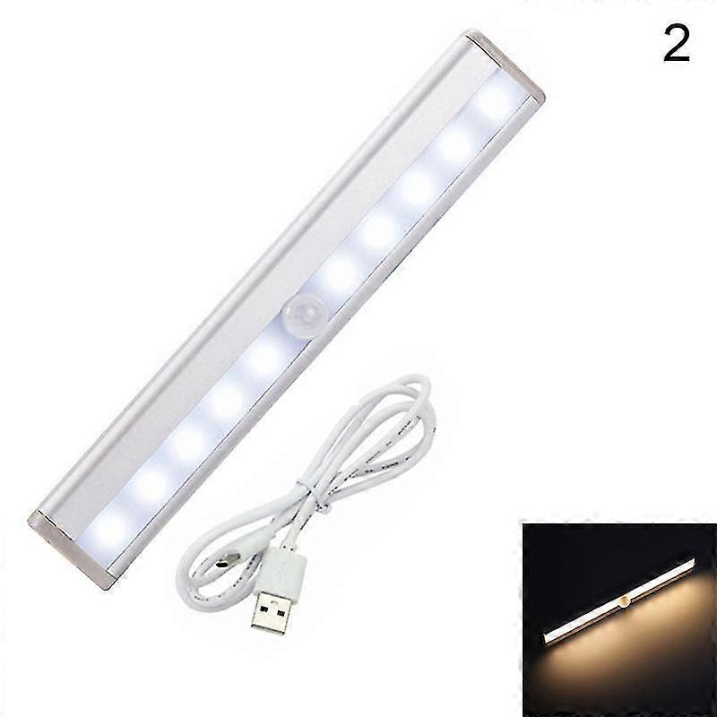 10 LED Charging Cabinet Lights Motion Sensor Night Light with Magnetic Strip New