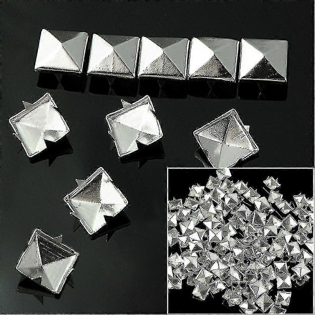 Wituse Cheap! 100pcs Diy 10mm Silver Pyramid Studs Nailheads Rivet Spike For Punk Bag Leather Craft