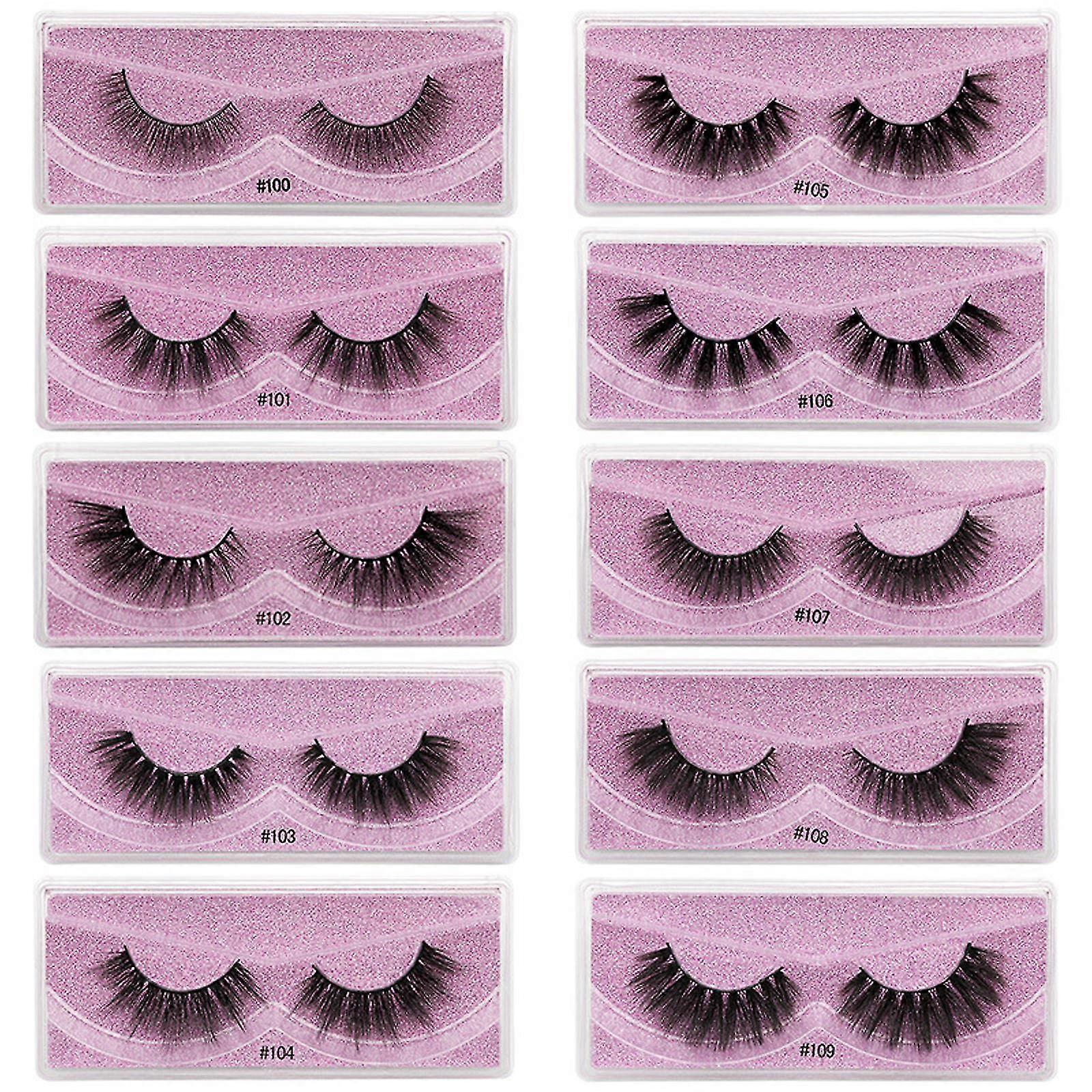 3d Imitation Cils de vison 10 paires Set Color Base Card Natural Faux Cils