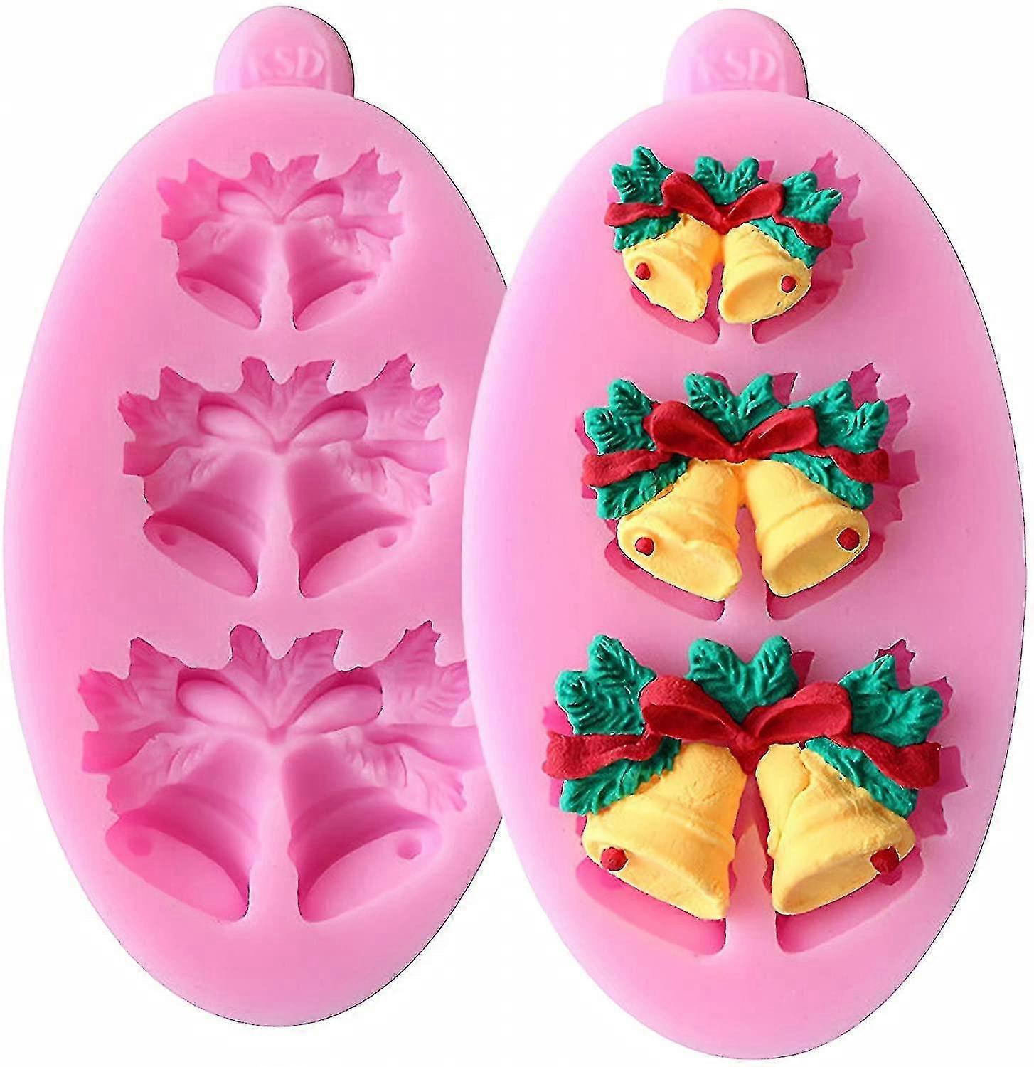 Chocolate Mold Trays, 2pcs Shapes Of Christmas Bells Food Grade Silicone Cake Molds For Crafting Projects Party