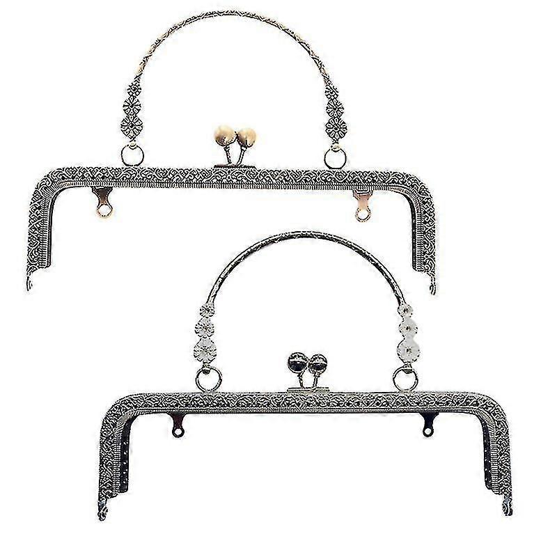 20cmレトロメタルフラワー財布バッグDIYクラフトフレームキスクラスプロック財布アクセサリー(ゴールド)