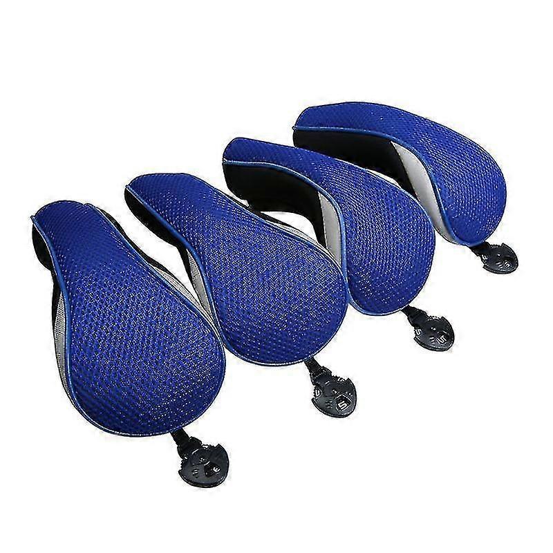 Golf Club Head Covers High Elastic Breathable Long Neck Interchangeable4pcs, Blue)