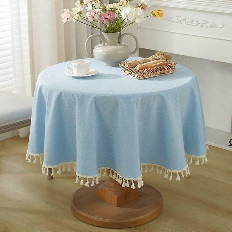 Rectangular Tablecloth Solid Color Tassel Rectangular Tablecloth Cotton Tablecloth Tablecloth Suitable for Home Kitchen Decoration, Various Sizes Diam