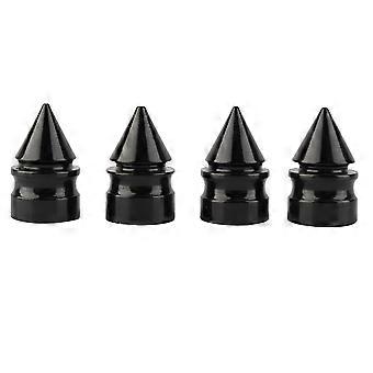 4Pcs Tower Tyre Valve Cap Black Aluminium Alloy Replacement Kit for Automobile Motorcycle