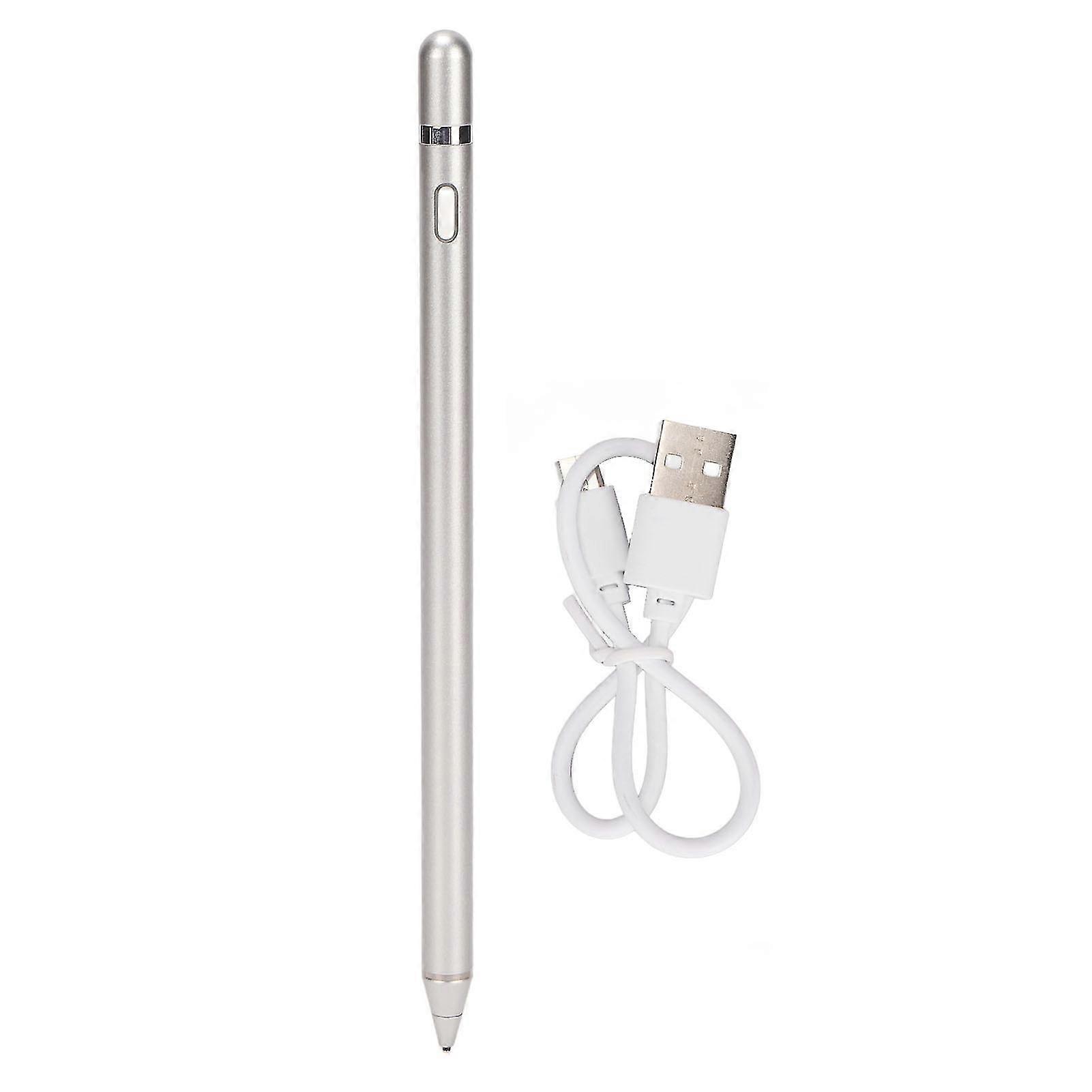 Active Capacitive Stylus USB Charging Copper Tip Touch Screen Pen compatible with Mobile Phone and Tablet Silver-YM