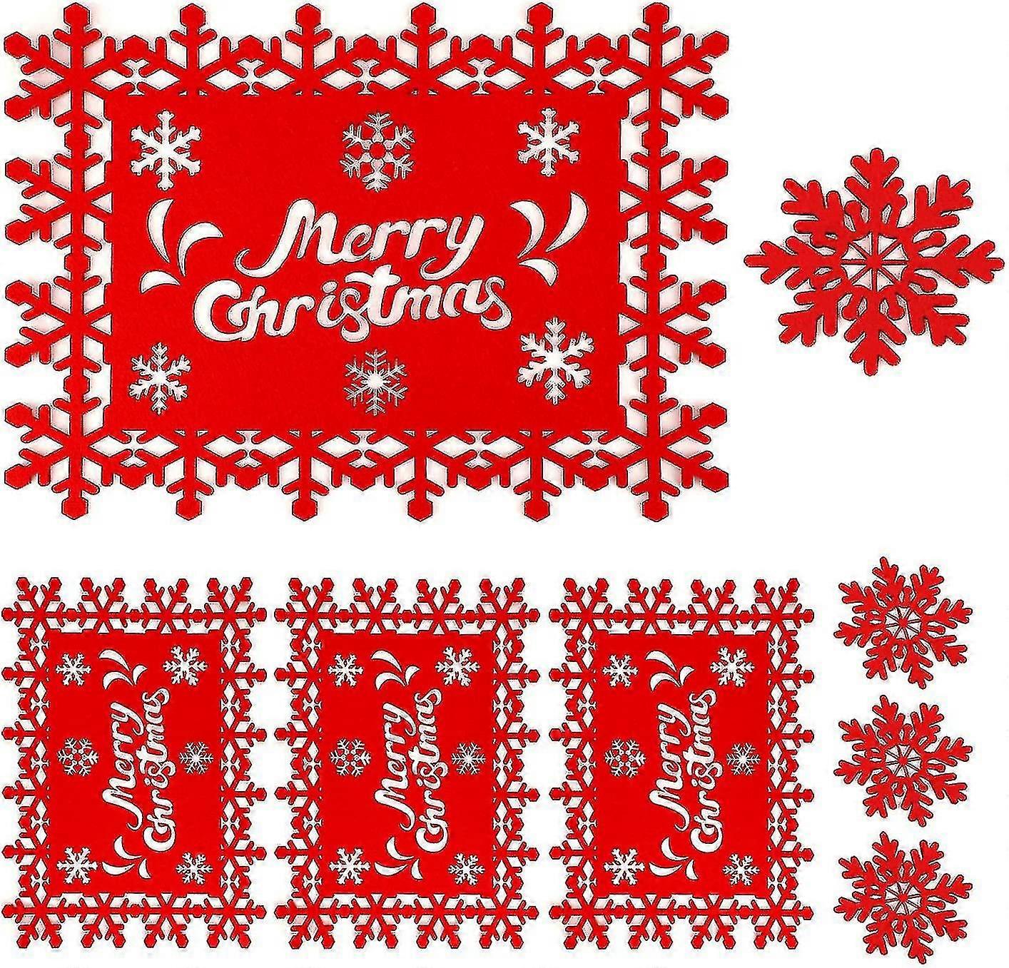 Christmas Placemats 8-piece Set Of Table Placemats And Drink Coasters 8-piece Set Of Christmas Table-use Coasters, Washable Dining Table Set 8-piece