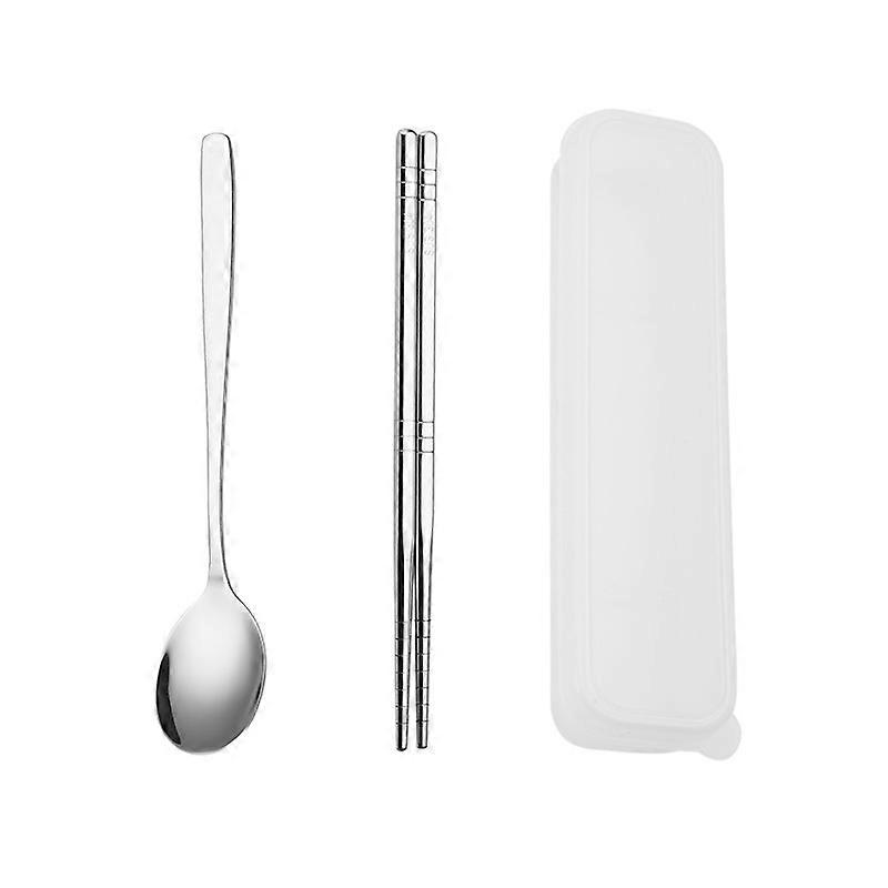 304 set di posate portatili in acciaio inox cucchiaio bacchette scatola di immagazzinaggio posate per studenti