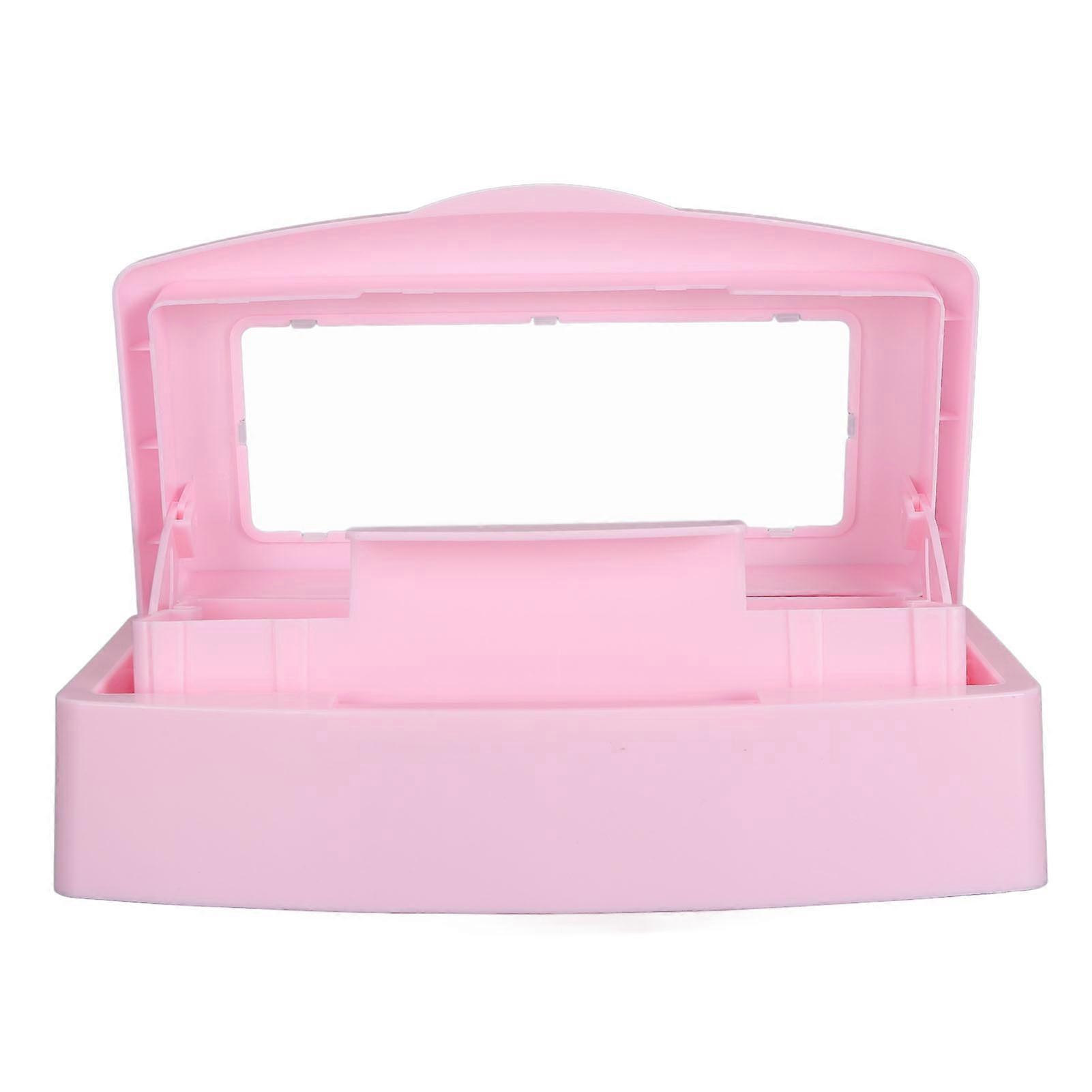 Makeup Tool Cleaning Box ABS Multifunctional Portable Nail Tool Clean Tray for Jewelry Needle Pink