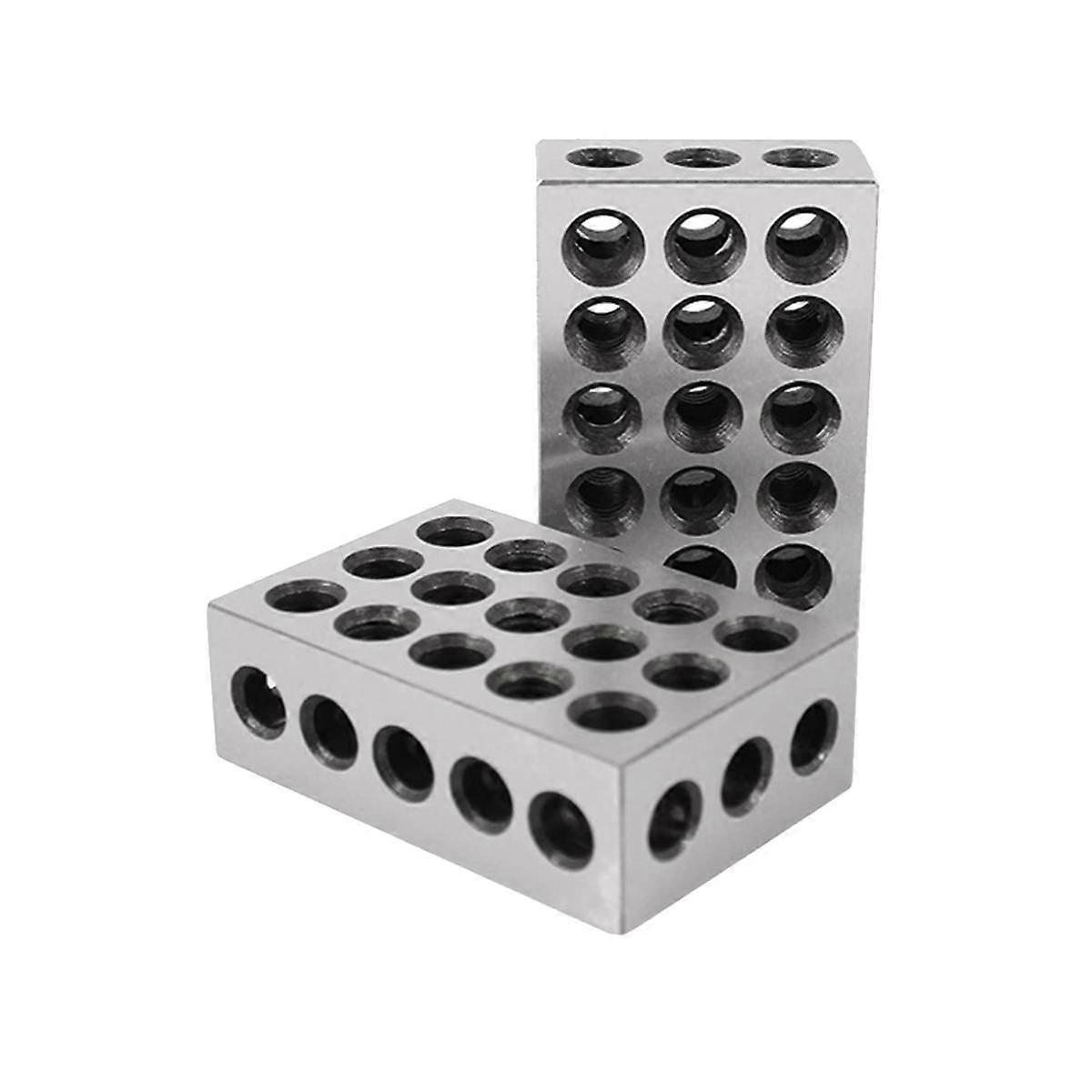 2Pcs/Pair 23 Holes Precision 25-50-75Mm Blocks Gauge Hardened Steel Parallel Block Set Matched Mach