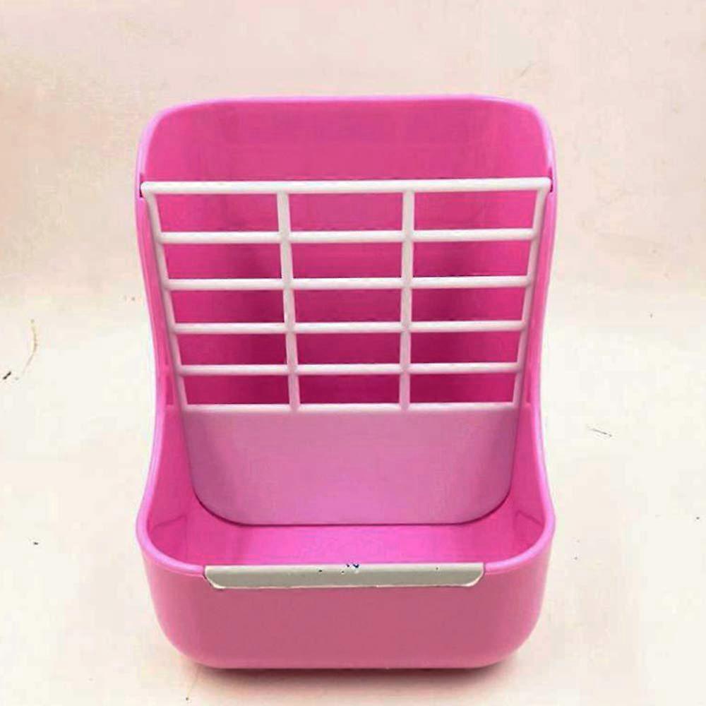 Hay Food Bin Feeder for Rabbit Guinea Pig Chinchilla and Other Small Animals, 2 in 1 for Grass and Food (pink)