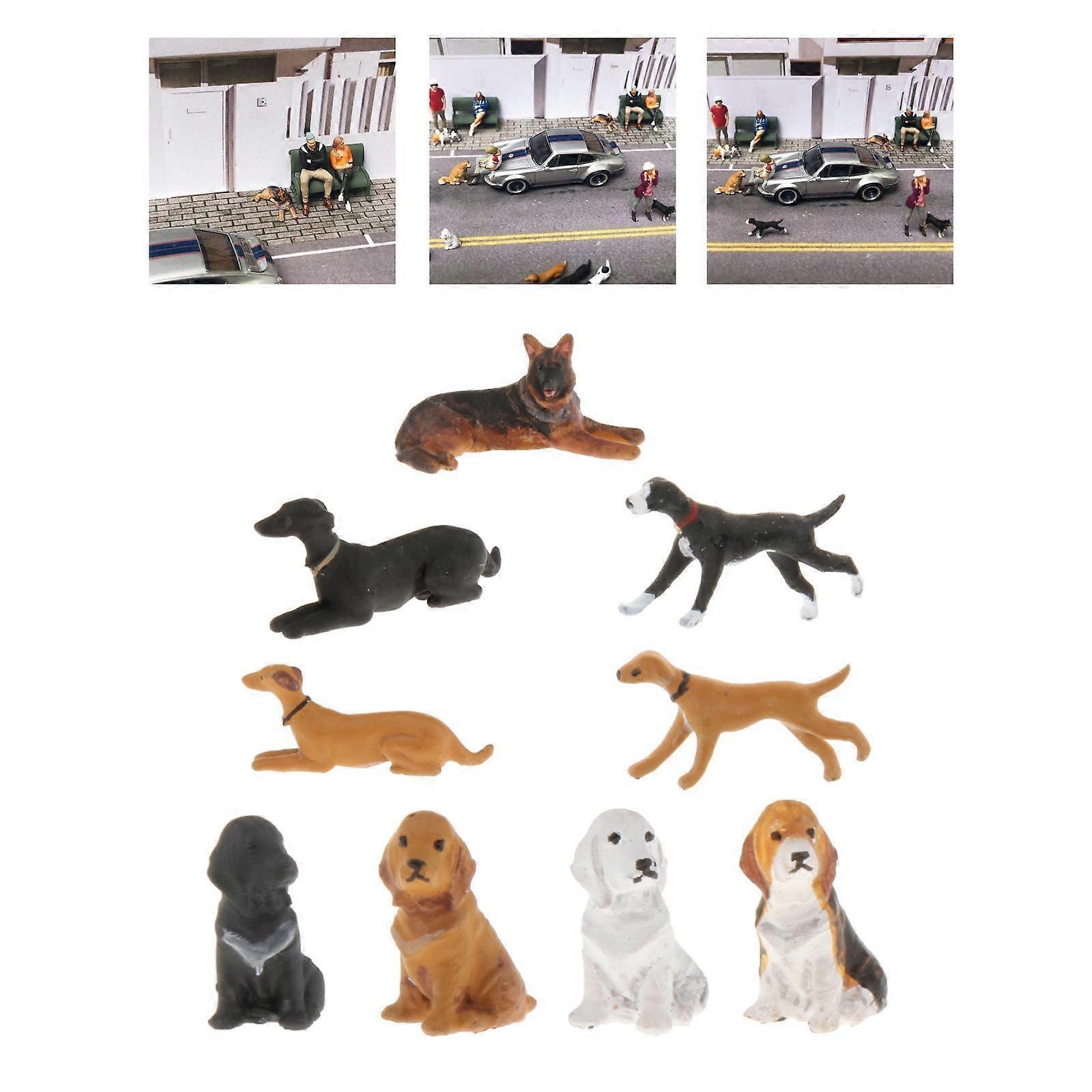 2x 1:64 Scale Hand-painted Model Mini Small Dog Animal Model