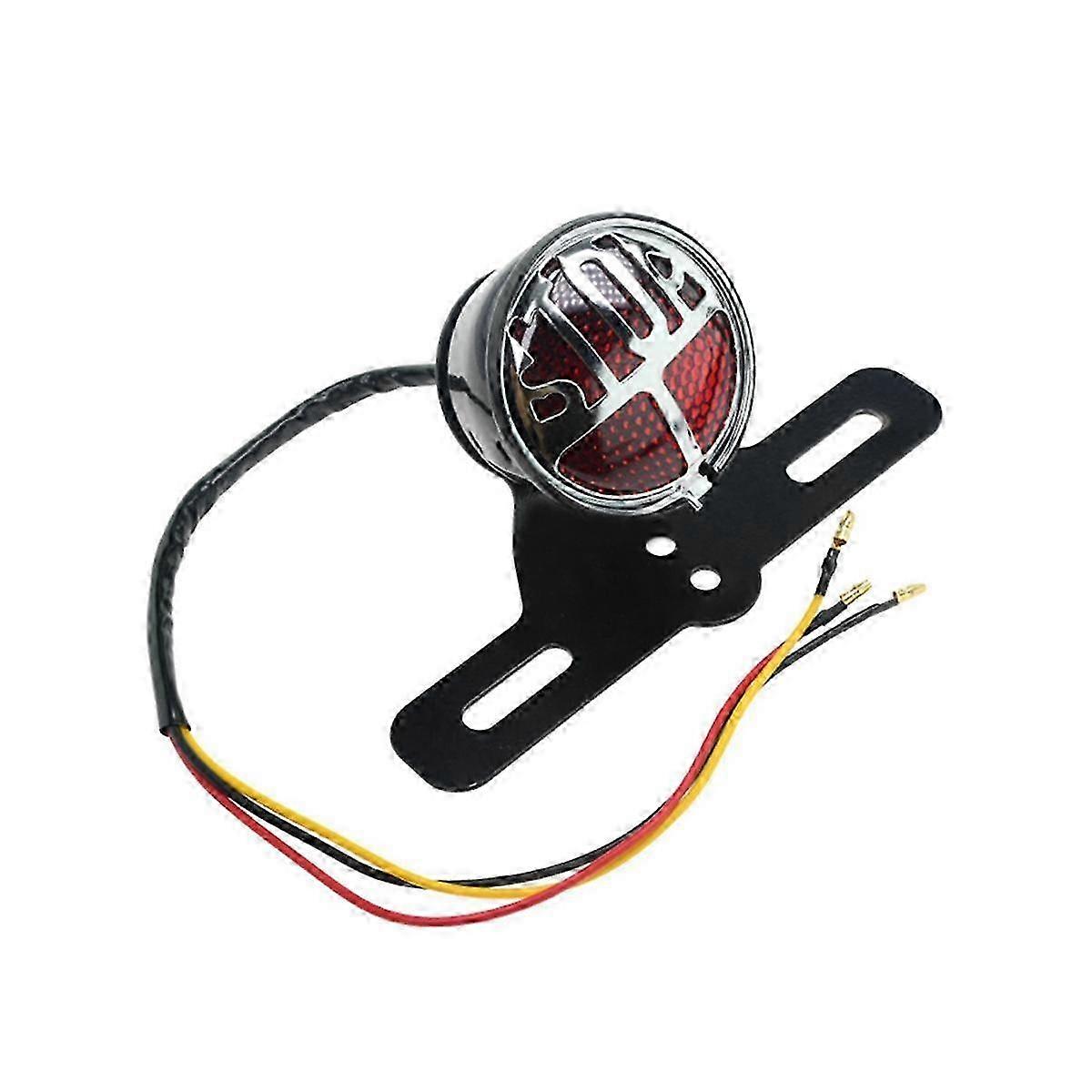 Motorcycle LED Retro Taillight Stop Tail Light Number Plate Rear Lamp for Chopper Cafe