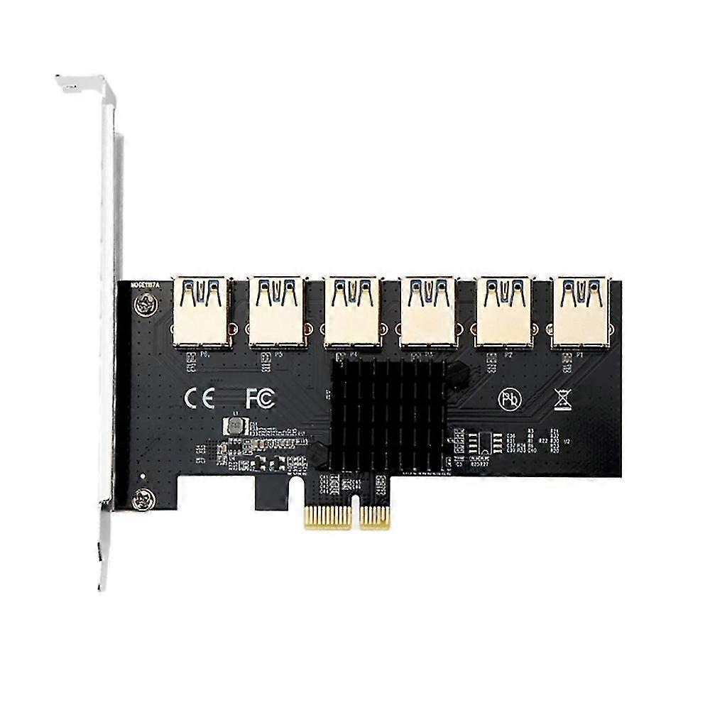 PCI-E Riser Card PCI-E 1X to 6 USB 3.0 Graphics Adapter Card PCI-E 1 to 6 Expansion for Bitcoin Min