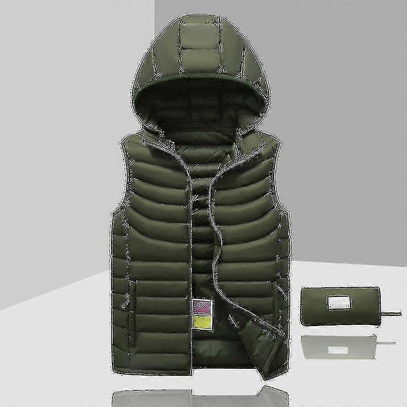 Down Jacket Men's Sleeveless Detachable Hooded Winter Light Solid Color-DF