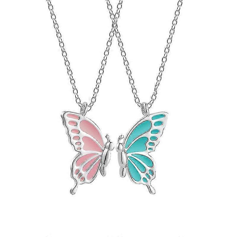 Collana farfalla buon amico semplice farfalla colorata collana amicizia a due pezzi