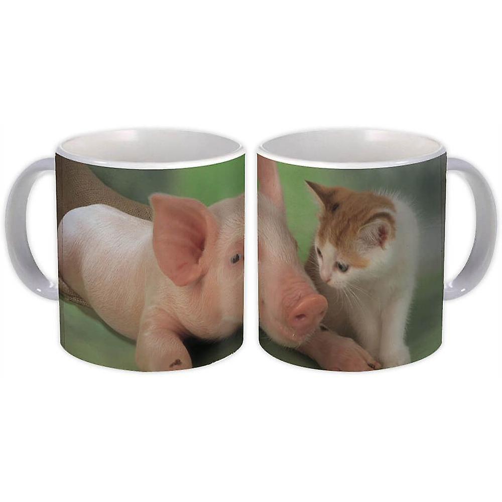 Caneca de Presente: Animais de Gato e Porco