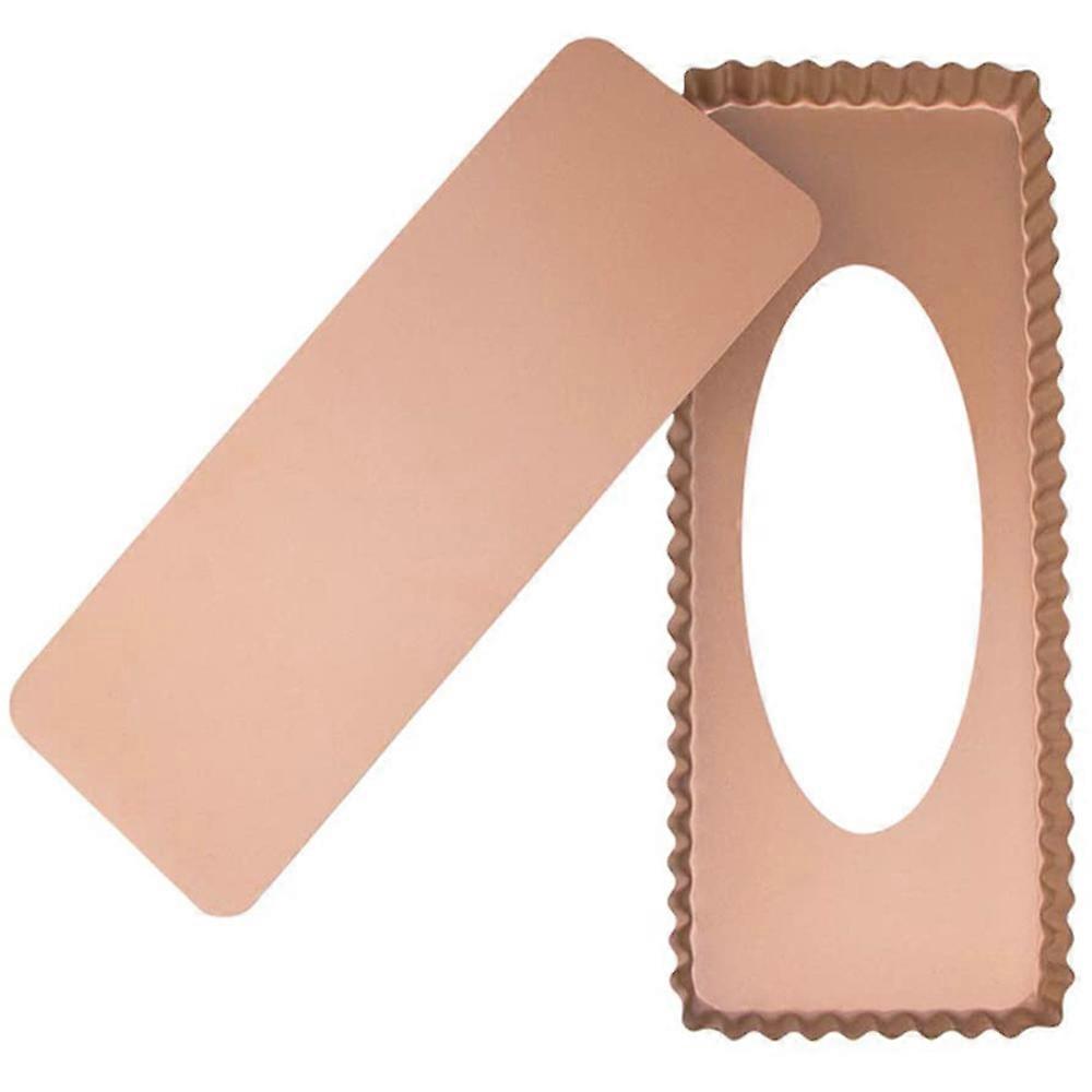 Forma de Quiche com Base de Elevação 36x15cm - Assadeira de Quiche Retangular com Revestimento Antiaderente e Cor Dourada