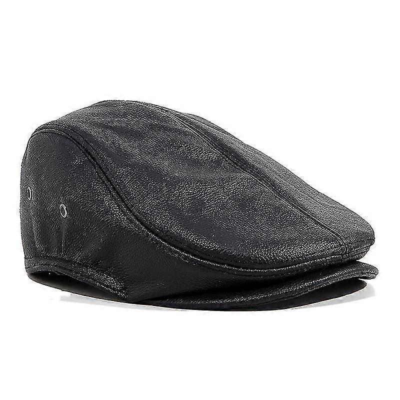 Mimigo Cappello In Pelle Di Mucca-adulti Pelle Bovina Regolabile In Vera Pelle Ivy Cap Newsboy Cappello Zekai NERO L