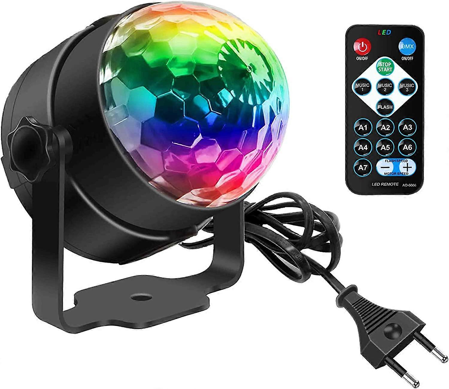 Disco Lights, Mini LED Sound Activated DJ Party Lights Rotating 3W RGB Stage Lights with Remote Control for Home, Birthday Parties, Christmas Parties