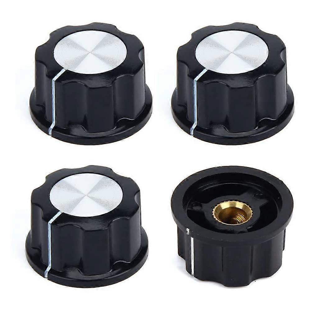 Potentiometer Control Knobs, 4 pcs Rounded Potentiometers 27mm Grooved Grip Rotary Shaft for 6mm Top Rotary Knobs Cap