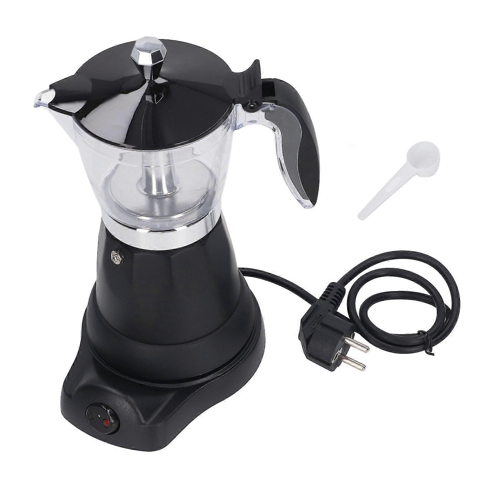 Electric Italian Coffee Pot Machine for Home - Portable 6 Cup Coffee Maker, Transparent Top