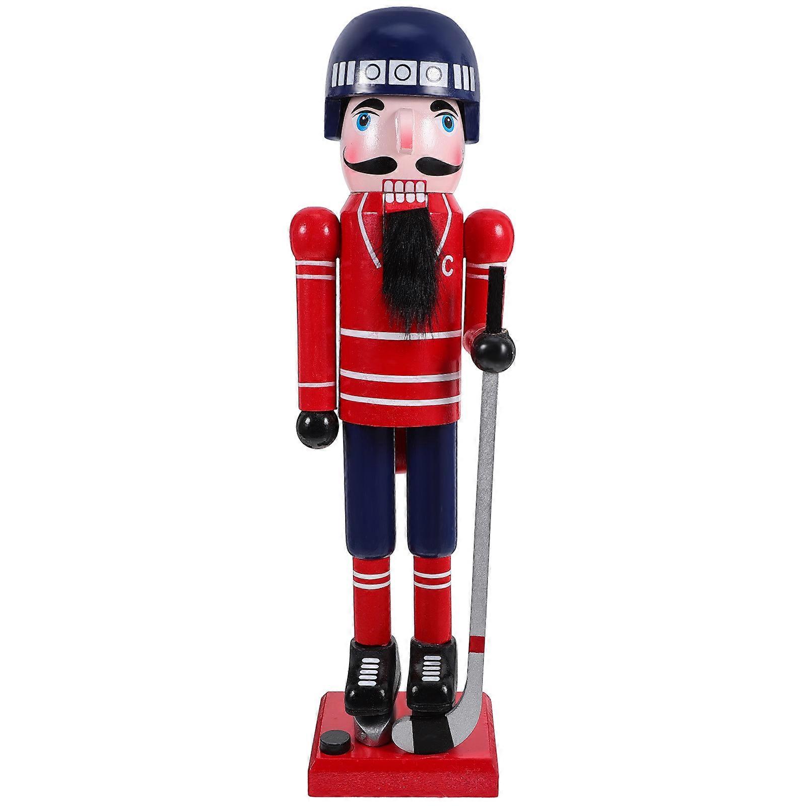 Xmas Wood Nutcracker Desktop Sports Themed Nutcracker Winter Table Centerpiece