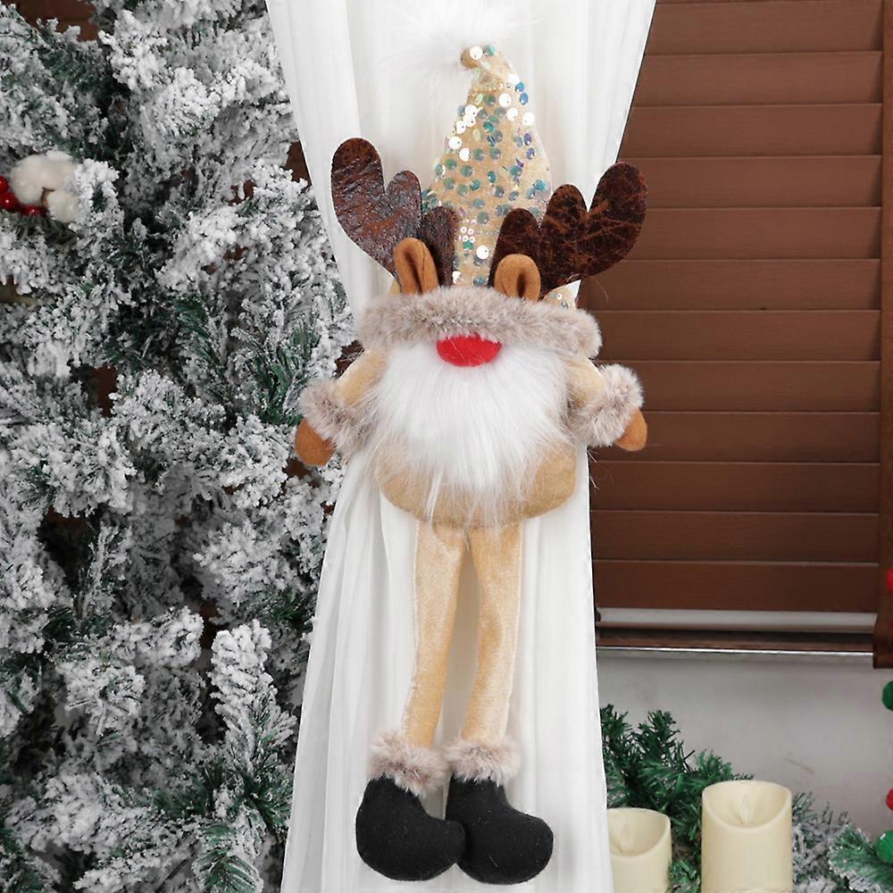 Plush Cartoon Elf and Reindeer Design Curtain Tiebacks for Christmas