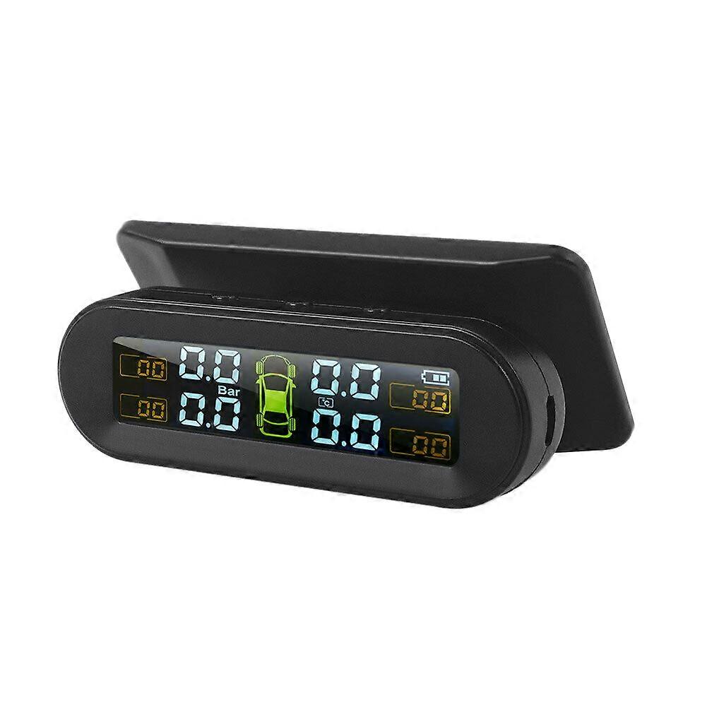 Solar Wireless USB TPMS Car Tire Pressure Monitor System HD LCD Display 4 External Sensor Tire Pres