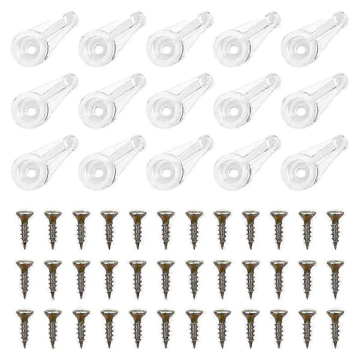 50 זוגות קליפסים לזכוכית ערכת קליפסים לזכוכית ארון 4 מ"מ קליפסים לדלתות פלסטיק עם ברגים לקיבוע