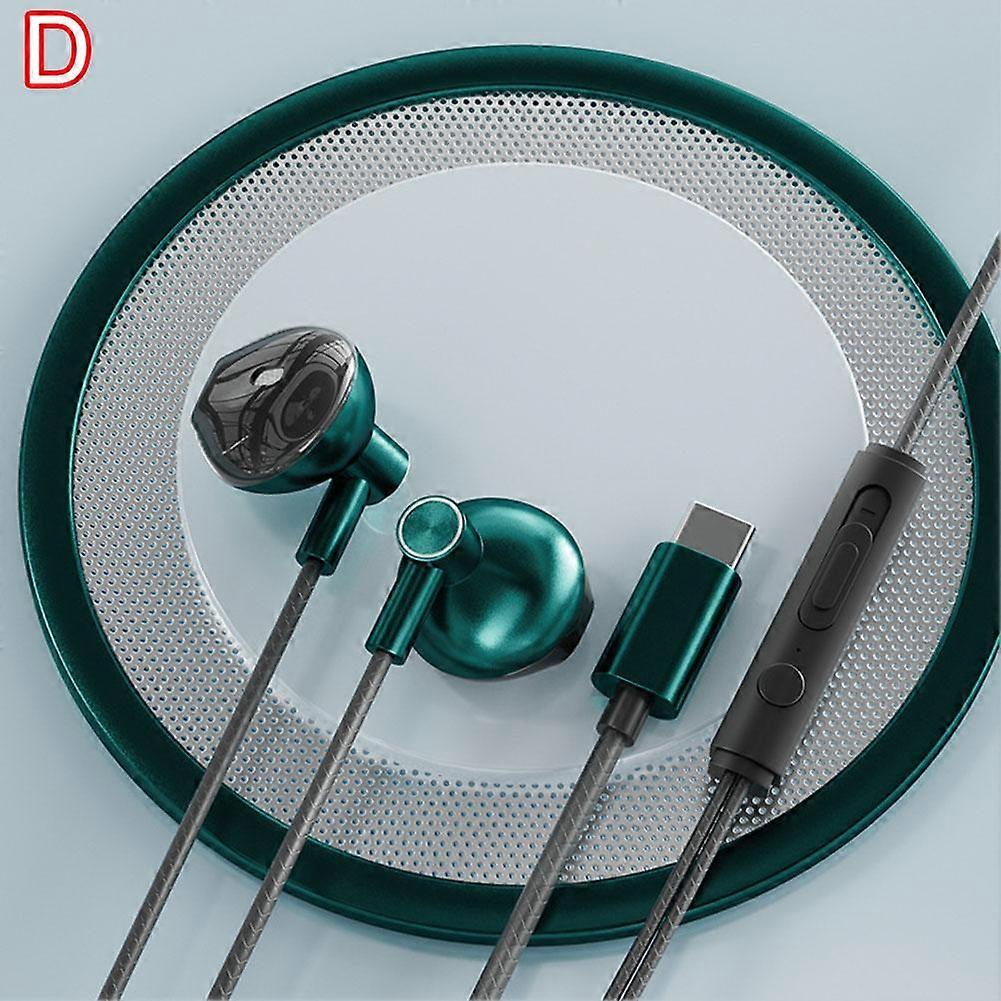 3.5mm/Type-C In-Ear Headphone Bass Stereo Volume Control Mic USB C Wired Earbuds