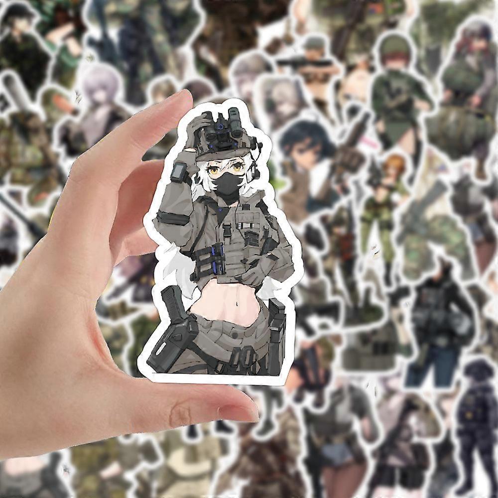 50pcs Anime Camouflage Military Uniform Girls Stickers Graffiti Decals Scrapbooking Laptop Phone Wall StickerVehicle Wraps