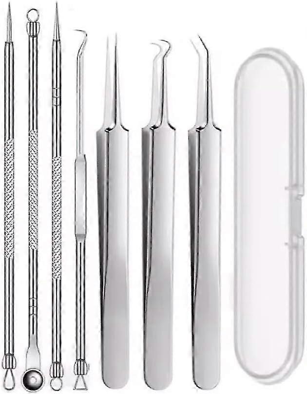 7 PCS Pimple Popper Tool Kit, Blackhead Remover Tools for Face, Pore Blemish, Whitehead, Acne and Zit Popping Comedone Extractor