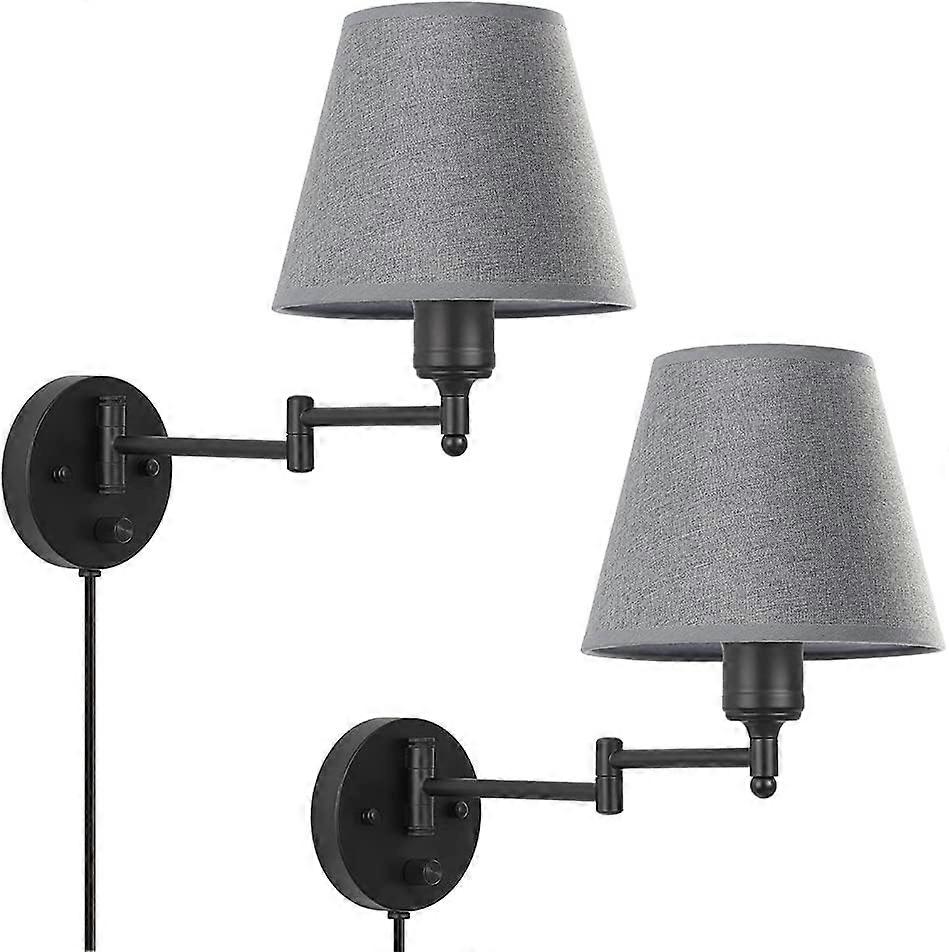 2er-Pack Industrielle Wandlampen, Wandleuchte aus Metall für Schlafzimmer, Grau