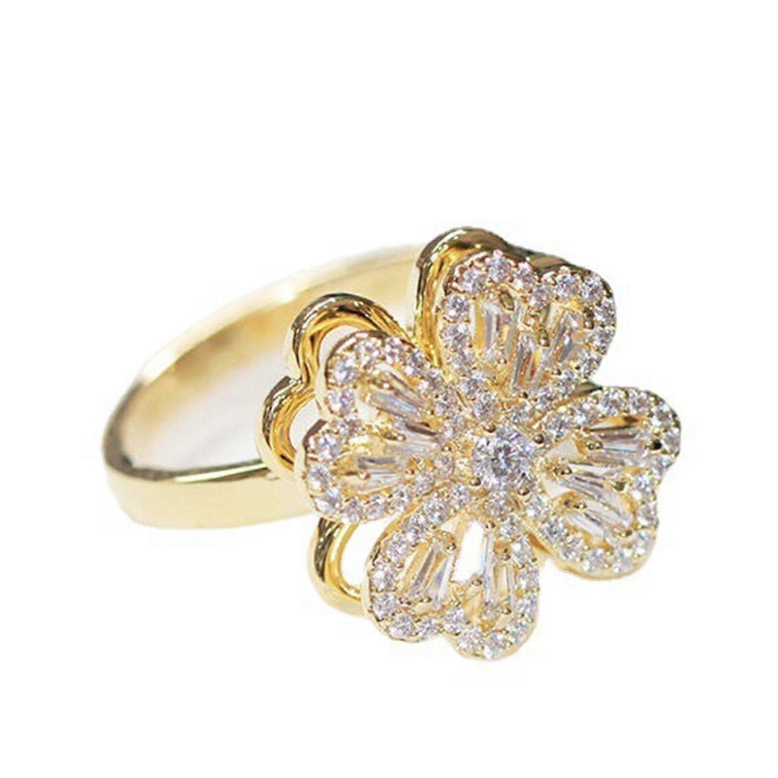 Four Leaf Clover Ring Roterbar Ring for Tenåring Kvinner Spinner Fidget Ring