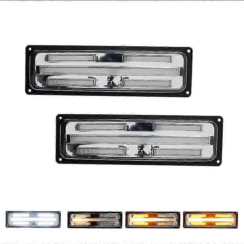 For GMC Suburban Yukon, For Chevrolet C/K 1500/2500 Tahoe Silverado Front Bumper Sequential Amber Turn Signal Light w/ White DRL