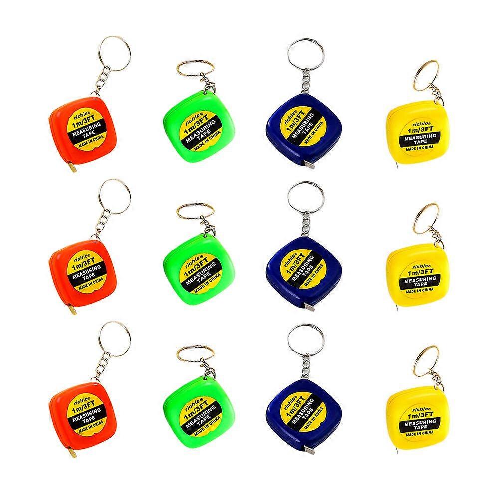 24PCS Small Retractable Tape Measure Pendant Portable Square High Precision Tape Measure with Key Ring (Assorted Color)