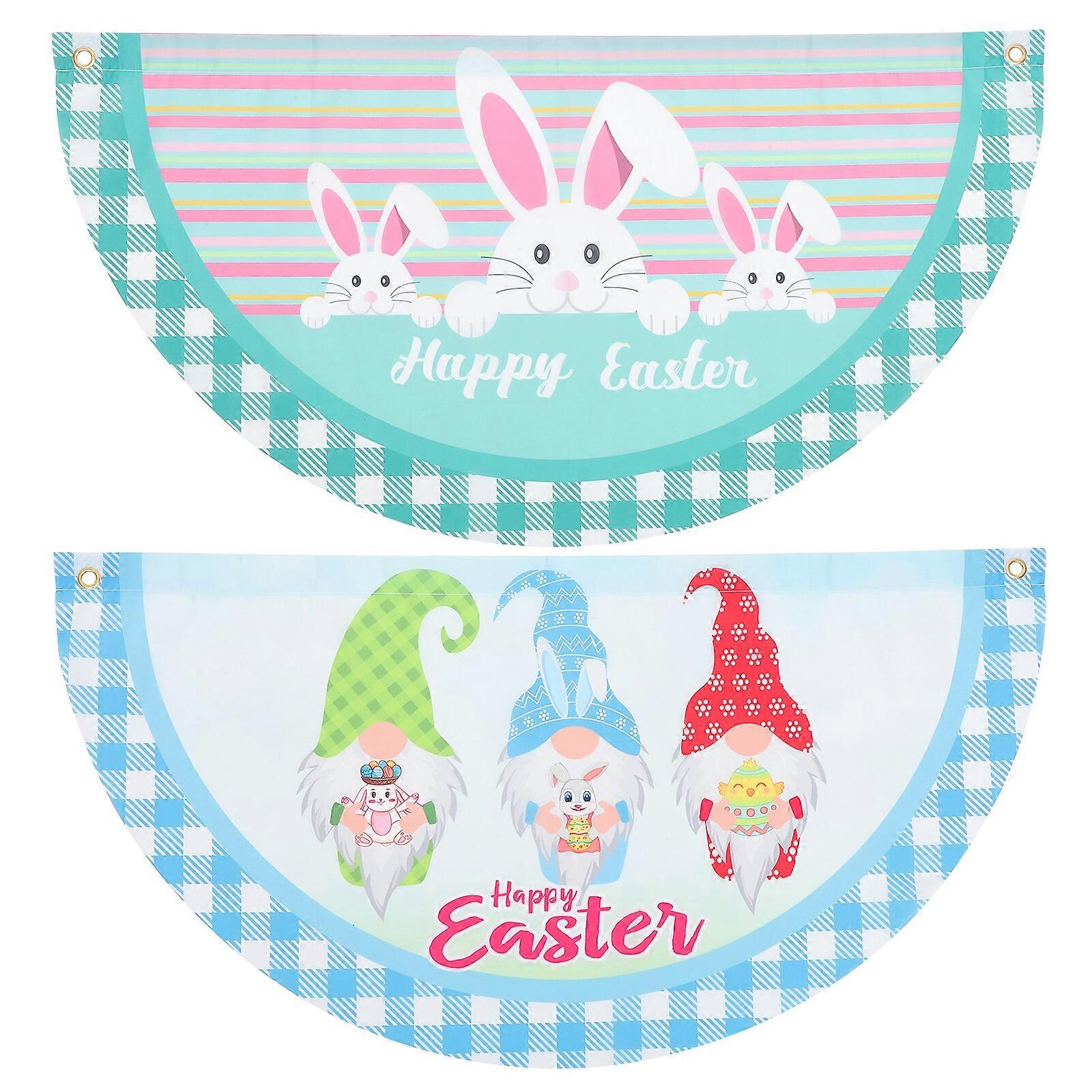 2pcs Garden Easter Flag Decorative Easter Fan Flag Yard Banner Party Accessory