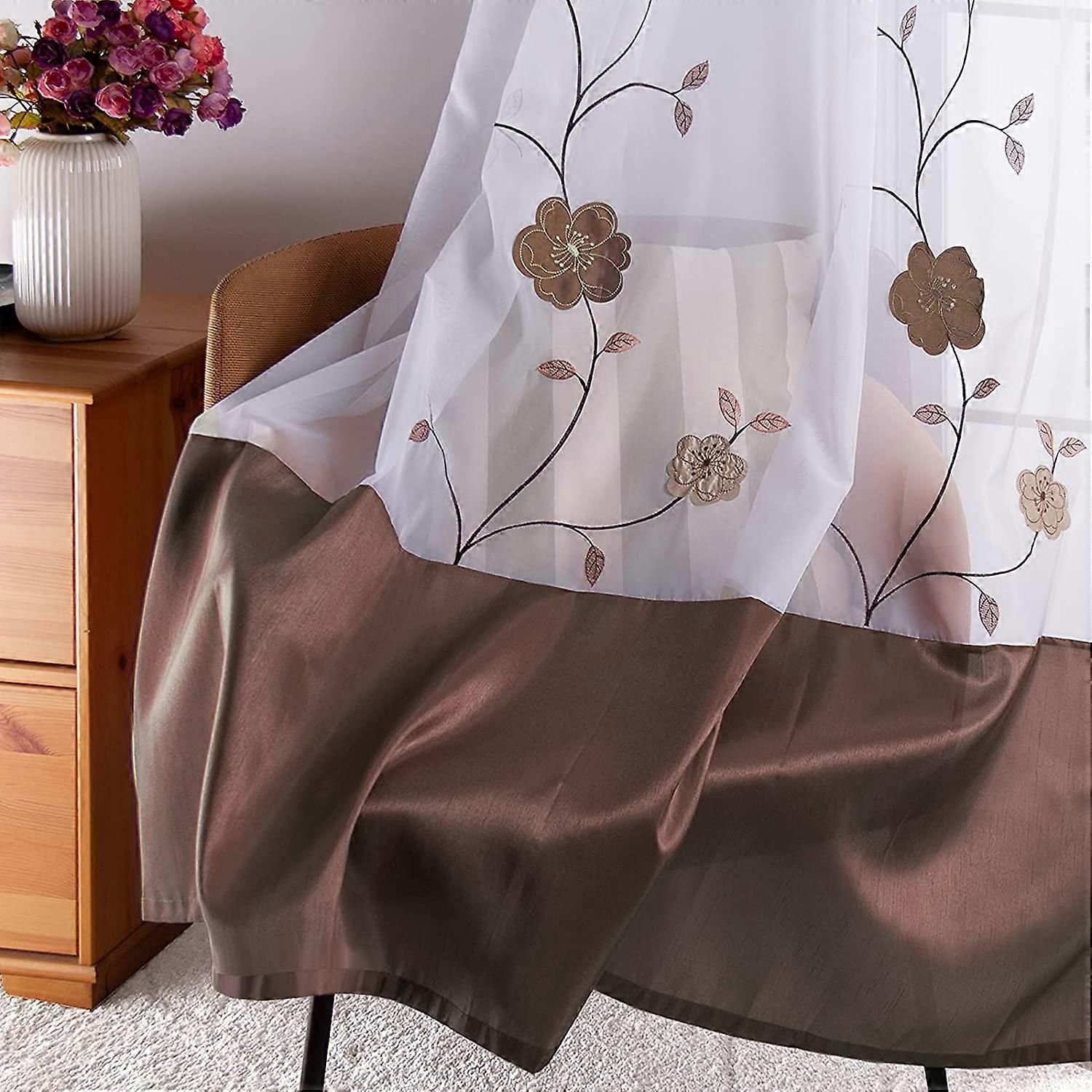 Tenda In Voile GC GAVENO CAVAILIA Marrone Con Occhielli - 139x228 Cm - Trasparente E Leggera Per Soggiorno - 2