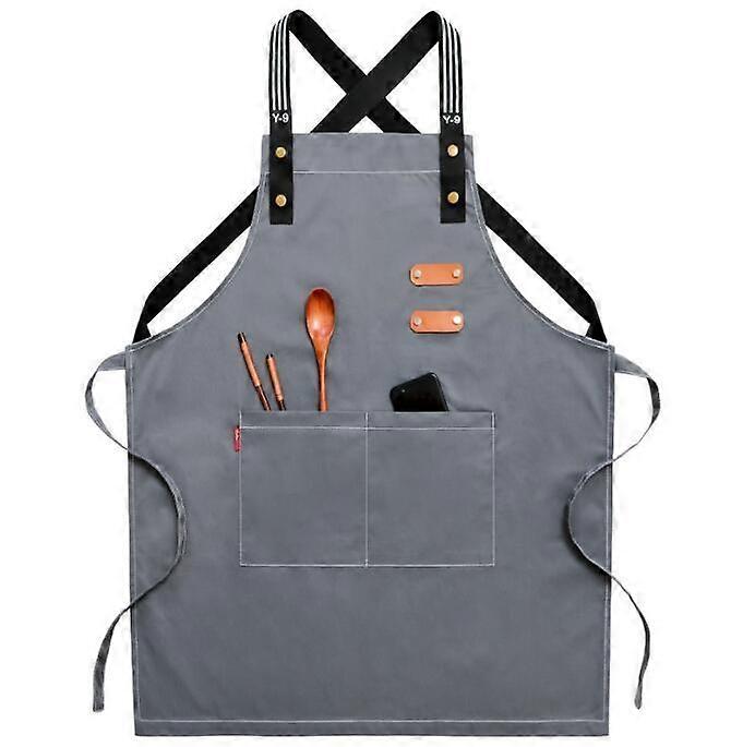Apron,Canvas Cross Back Adjustable Apron