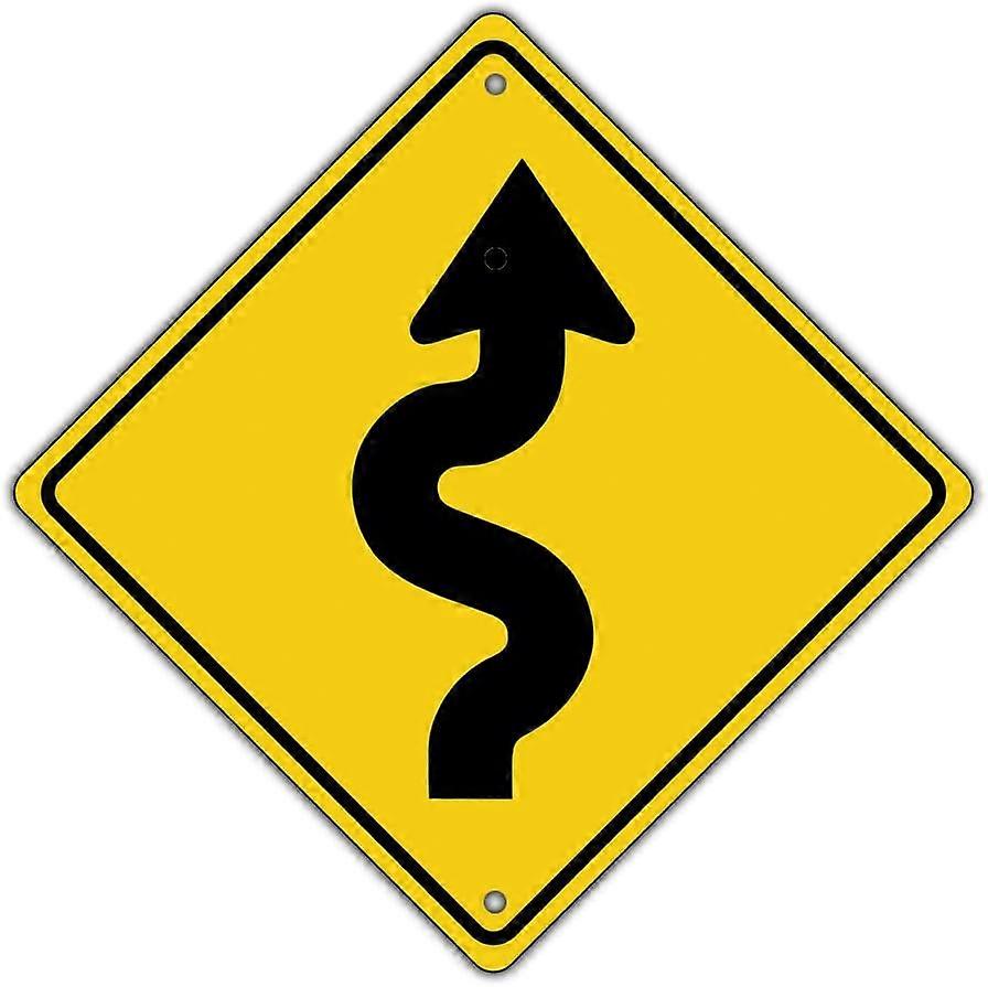 כביש מתפתל ימינה עם סמל פנייה חדה מתכת אלומיניום חידוש תמרור תנועה