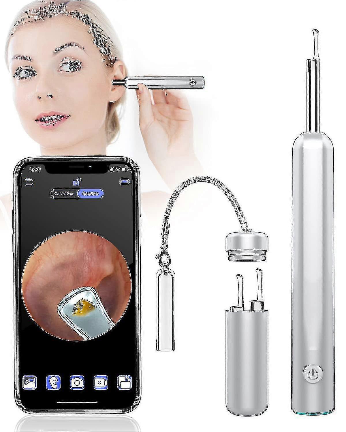 1080p Borescope Camera, 3.9mm Ear Cleaning, With 6 Led Lights, Suitable For Iphone And Android, Earwax Remover, Ip67 Waterproof-silver