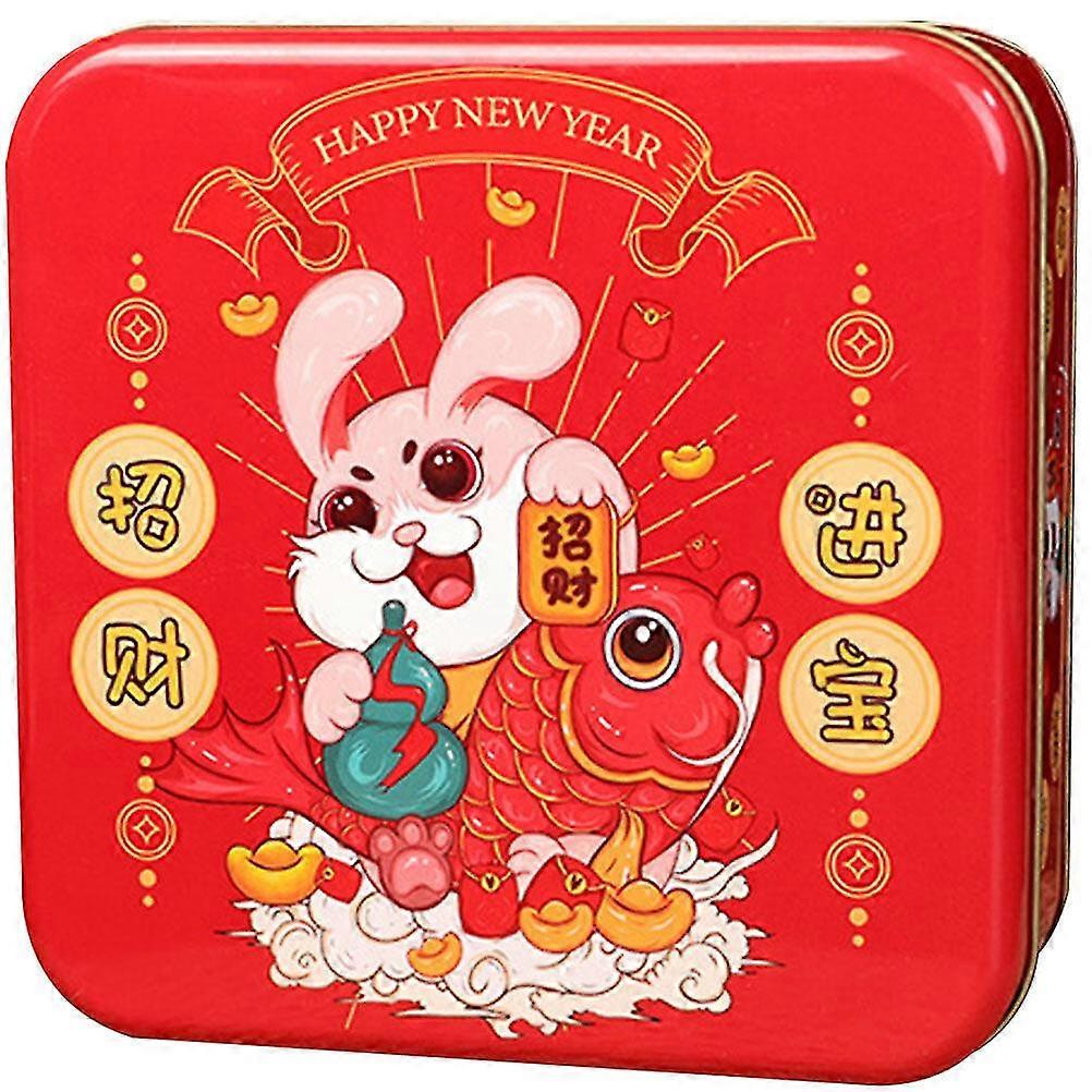 Iron Candy Box Wealth Rabbit Pattern Candy Box Chinese New Year Biscuit Storage Box