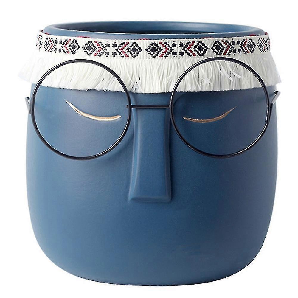 Ceramic Face Head Flower Pot Vase Cactus Plant Pot C