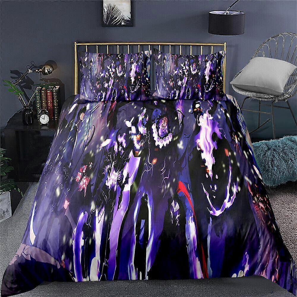 a403 ملاءات سرير RGB Solo Leveling Gamer لحاف لحاف مجموعة ديكور غرفة نوم الأطفالمجموعة مفروشات من 3 قطع (1 غطاء لحاف + 2 وسادة) Tm403