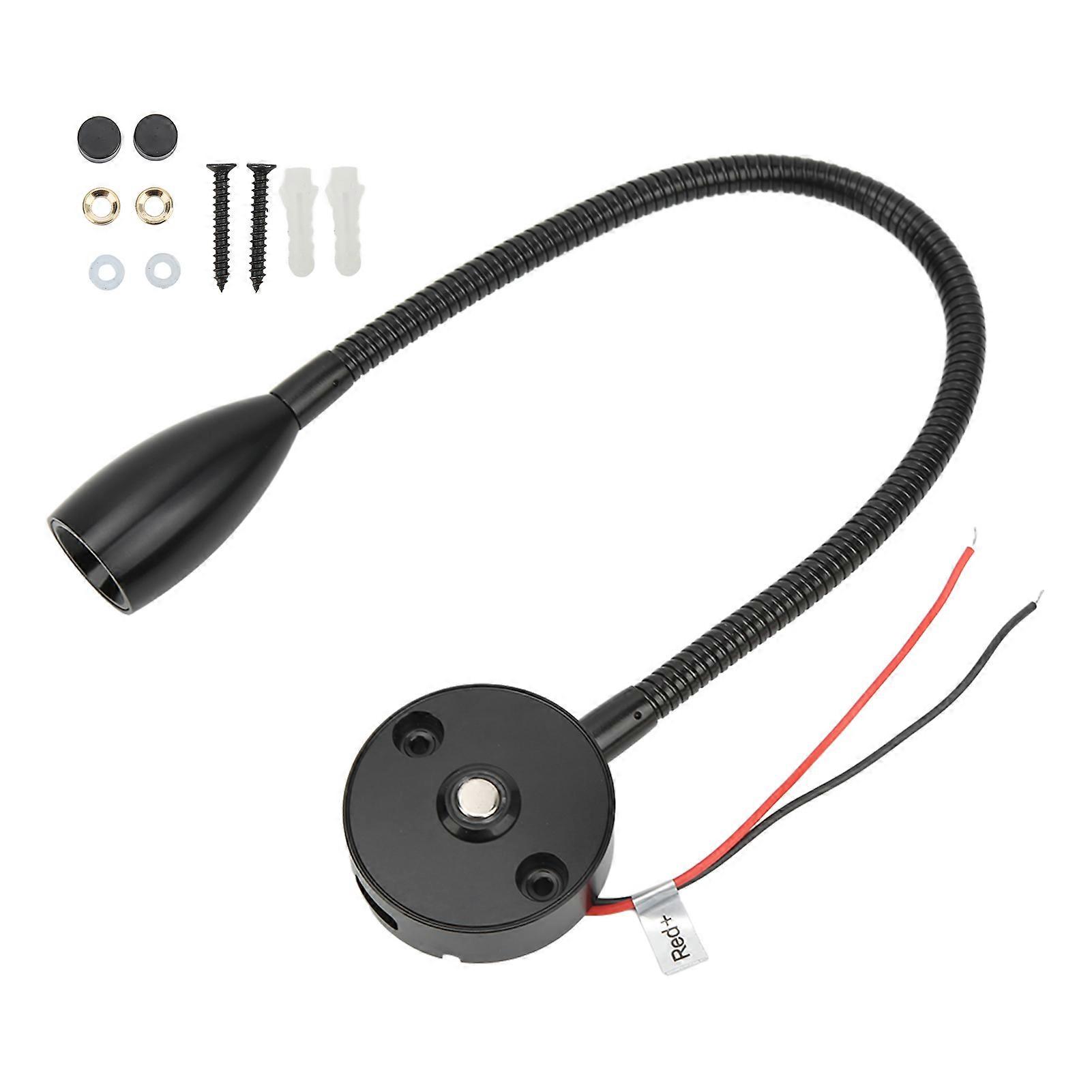 RV LED Reading Light 3W Wall Mount Reading Lamp Flexible Gooseneck 3 Color Adjustable For RVs Camping Trailers Caravans Boats